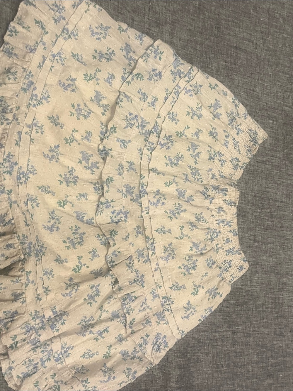 Vici Cream Mini Skirt with Light Blue Floral Print